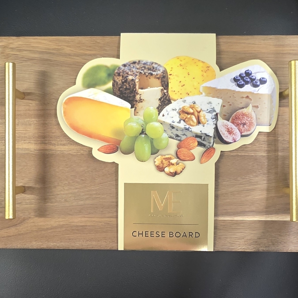 Wooden Cheese Board with Gold Handles
